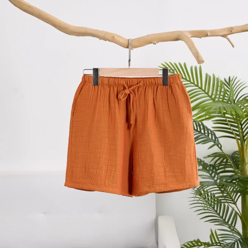 Lässige Lounge-Shorts aus Baumwollgaze mit Kordelzug