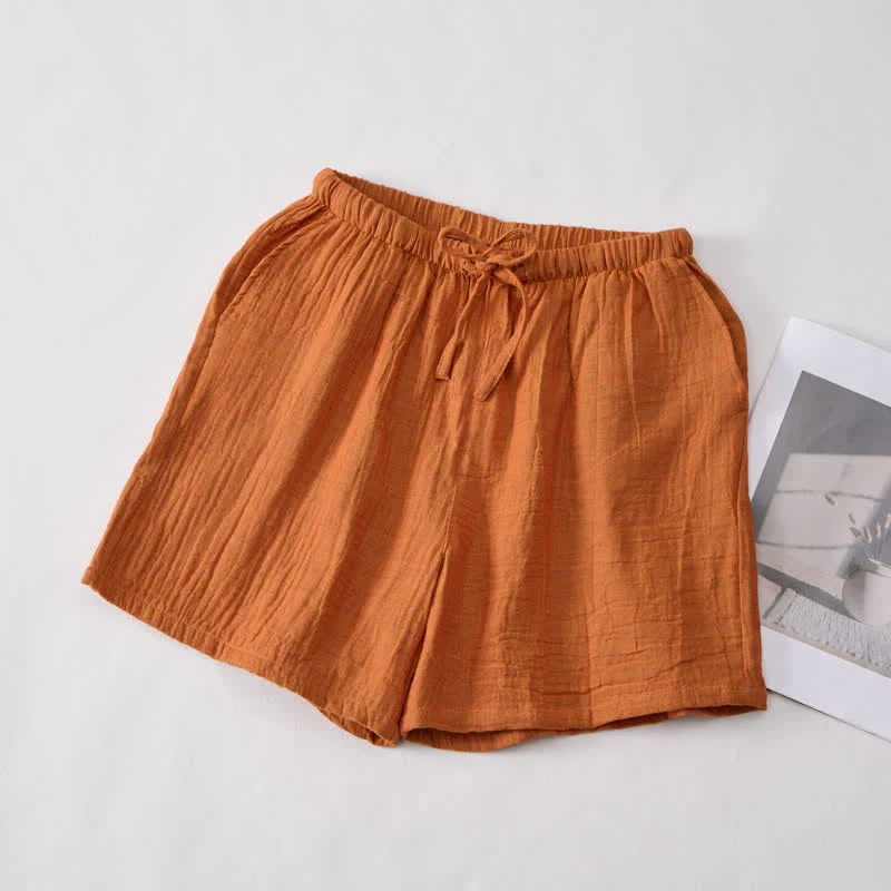 Lässige Lounge-Shorts aus Baumwollgaze mit Kordelzug