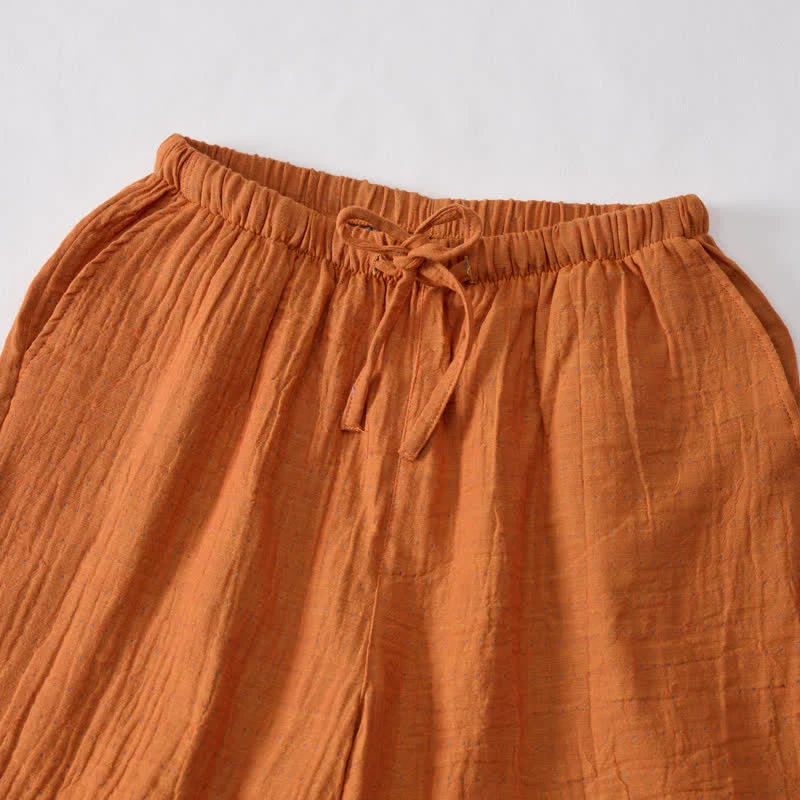 Lässige Lounge-Shorts aus Baumwollgaze mit Kordelzug