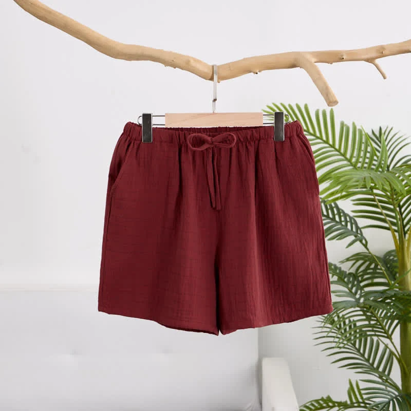 Lässige Lounge-Shorts aus Baumwollgaze mit Kordelzug