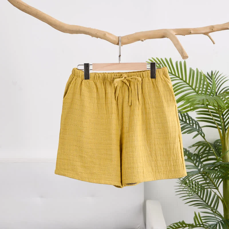 Lässige Lounge-Shorts aus Baumwollgaze mit Kordelzug
