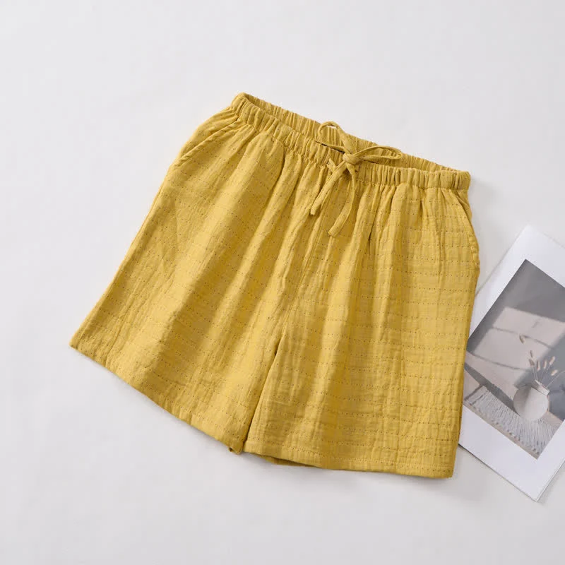Lässige Lounge-Shorts aus Baumwollgaze mit Kordelzug
