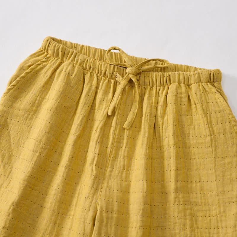 Lässige Lounge-Shorts aus Baumwollgaze mit Kordelzug
