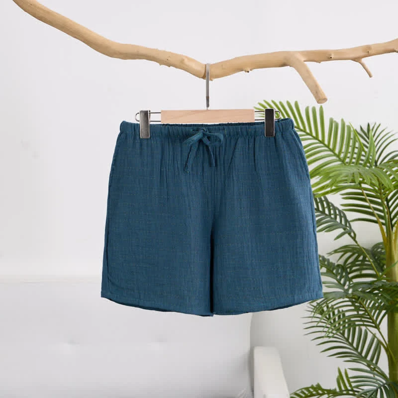 Lässige Lounge-Shorts aus Baumwollgaze mit Kordelzug