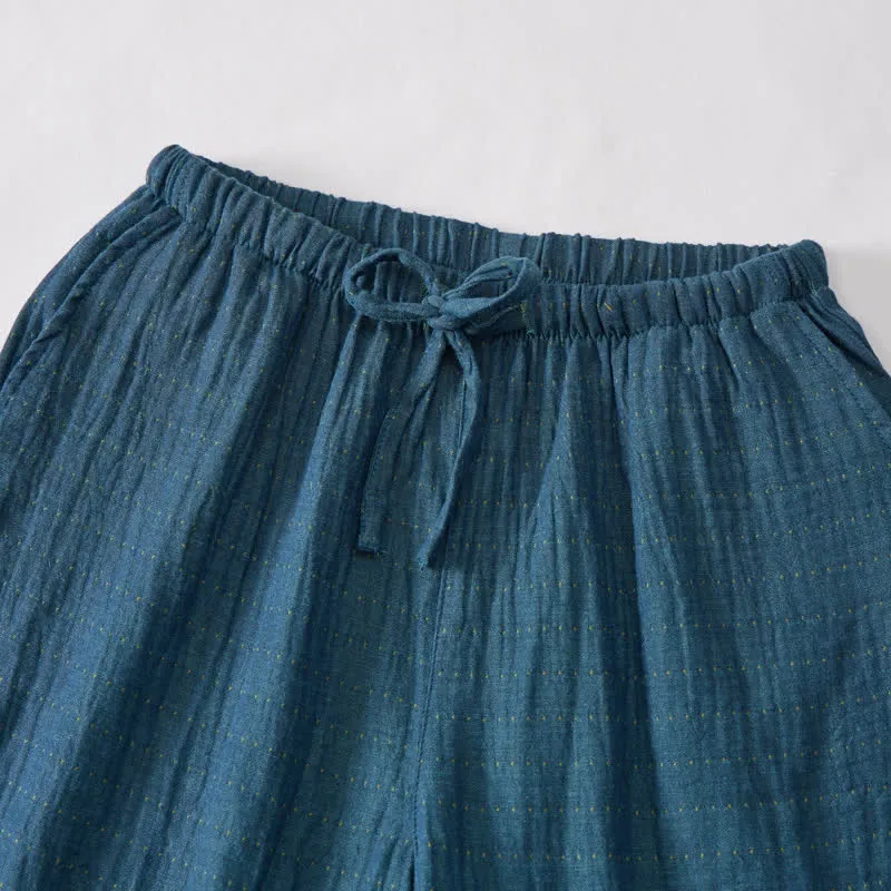 Lässige Lounge-Shorts aus Baumwollgaze mit Kordelzug