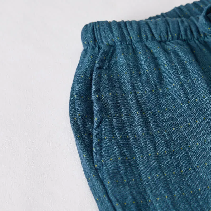 Lässige Lounge-Shorts aus Baumwollgaze mit Kordelzug
