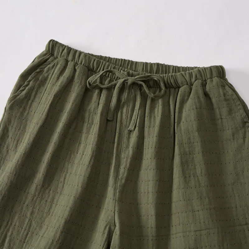 Lässige Lounge-Shorts aus Baumwollgaze mit Kordelzug