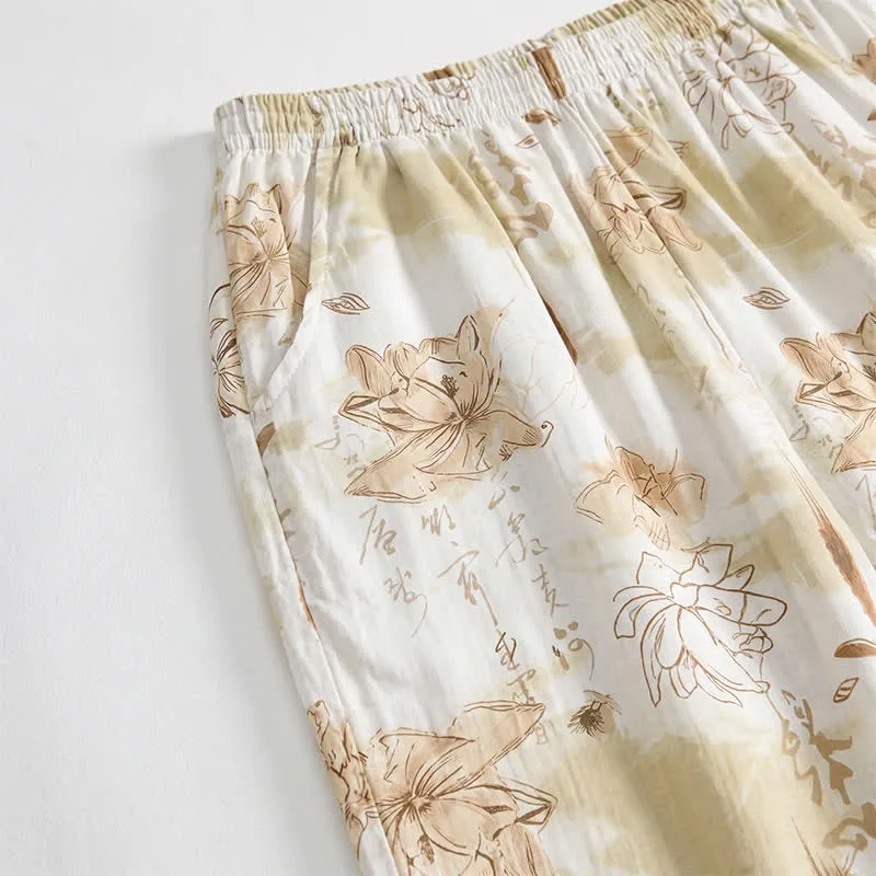 Weiche Lounge-Shorts aus Baumwolle mit Blumenmuster
