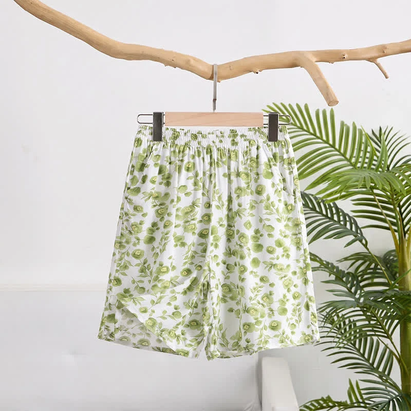 Sommerliche Lounge-Shorts aus Baumwolle mit Blumenmuster