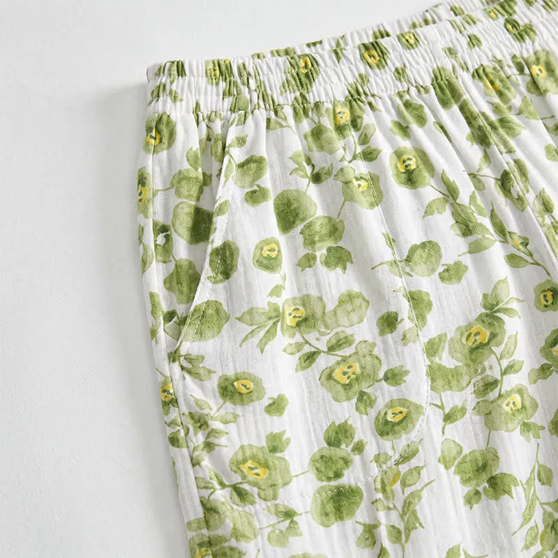 Sommerliche Lounge-Shorts aus Baumwolle mit Blumenmuster