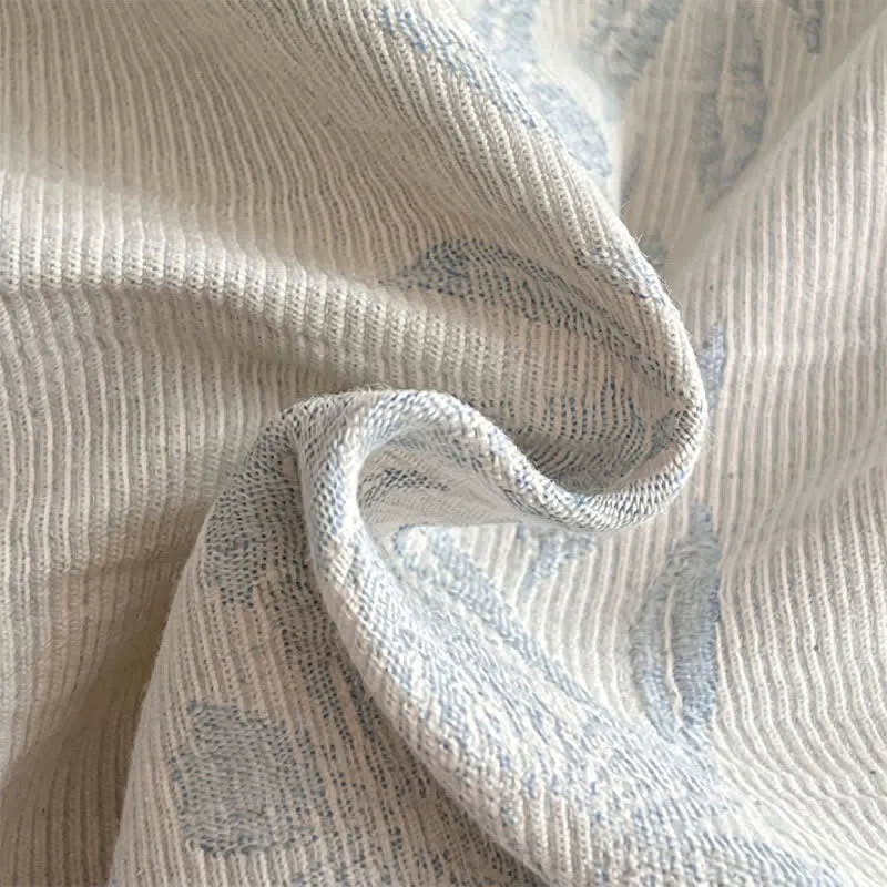 Bettwäsche-Set aus gewaschener Baumwolle mit Jacquard-Muster und botanischem Muster