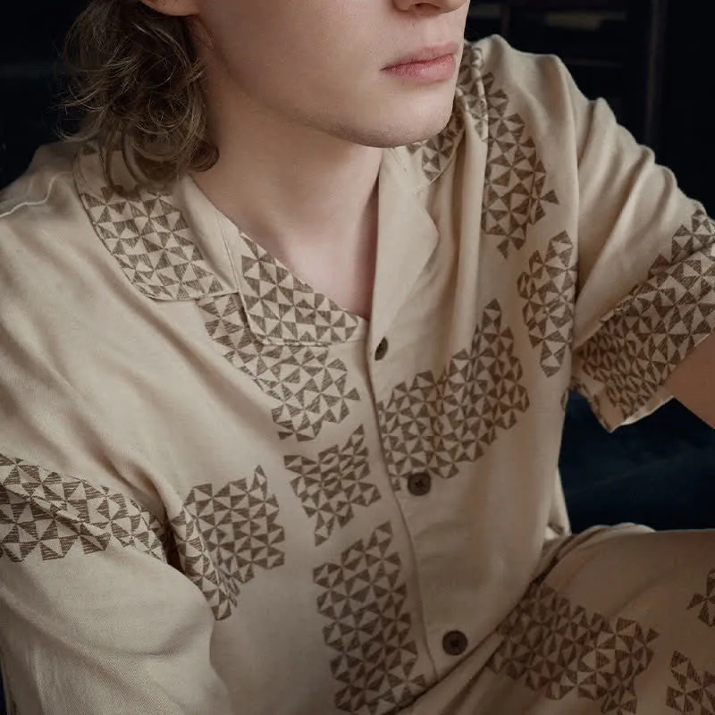 Loungewear-Set mit geometrischem Gittermuster für Sie und Ihn