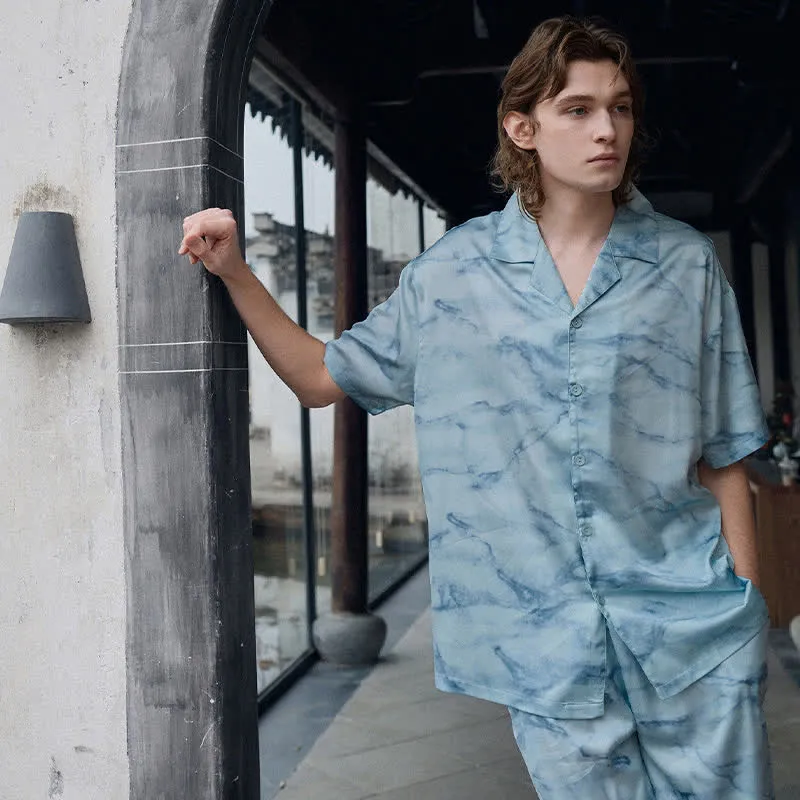 Loungewear-Set in Blau-Aquarell für Sie und Ihn