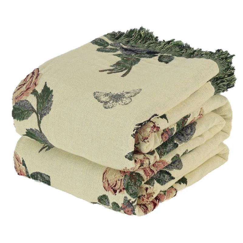 Romantische Rosen-Tagesdecke aus Baumwollgaze