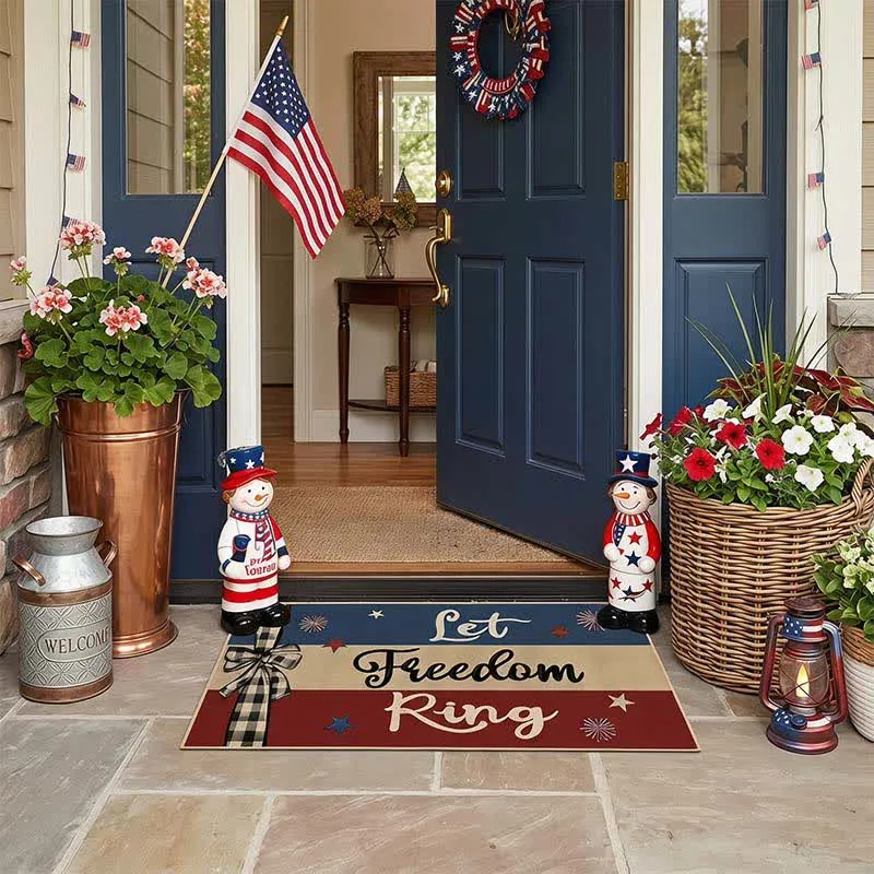 „Let Freedom Ring“ – Patriotischer Eingangsbereichteppich aus Kristall-Samt