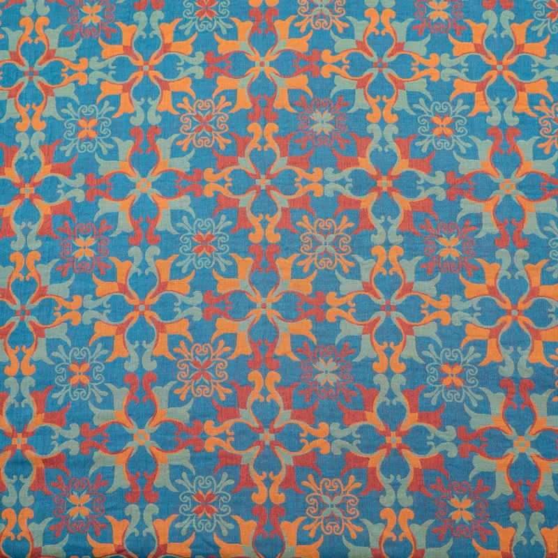 Baumwoll-Jacquardstoff mit floralem Medaillonmuster