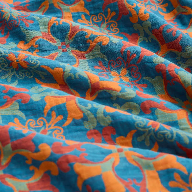 Baumwoll-Jacquardstoff mit floralem Medaillonmuster