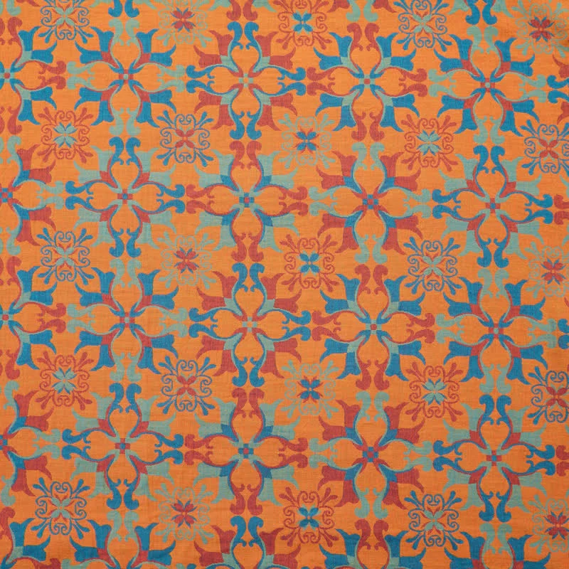 Baumwoll-Jacquardstoff mit floralem Medaillonmuster