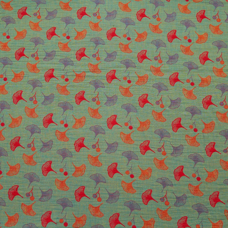 Ginkgoblatt-Baumwoll-Jacquard-Stoff