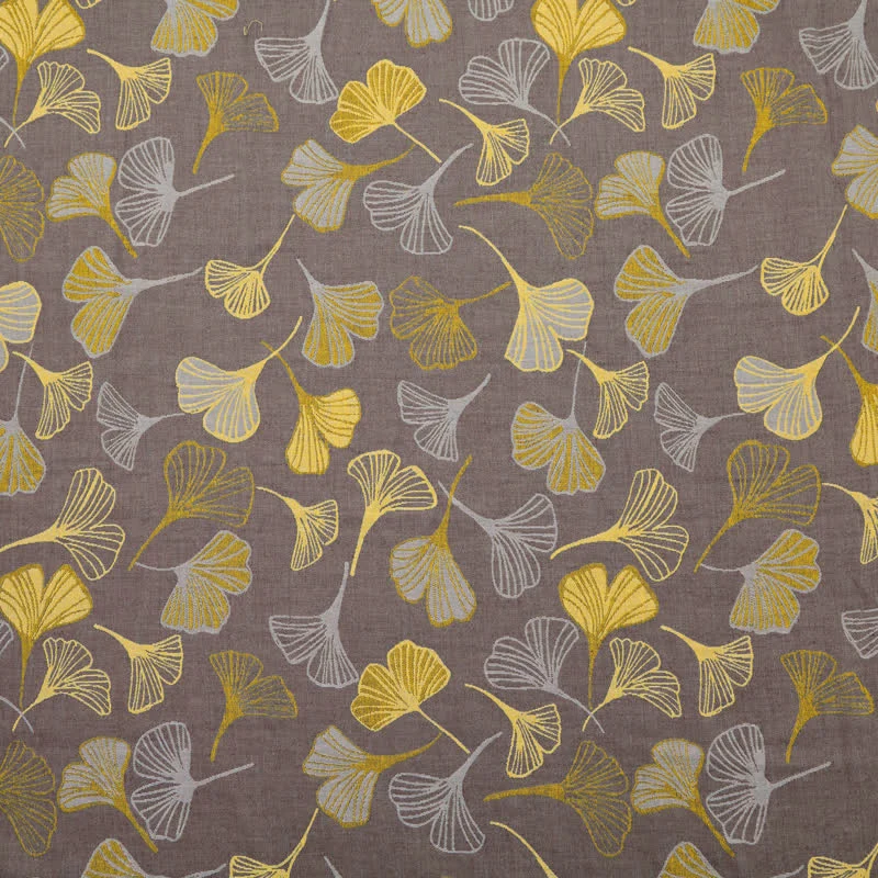 Baumwoll-Jacquardstoff mit großem Ginkgoblatt