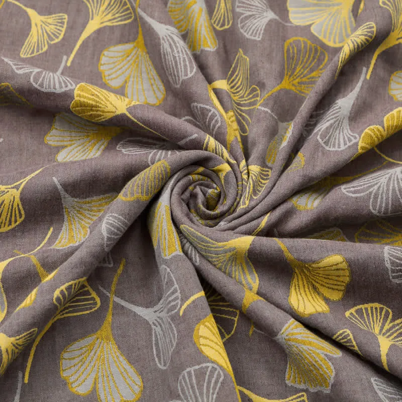 Baumwoll-Jacquardstoff mit großem Ginkgoblatt