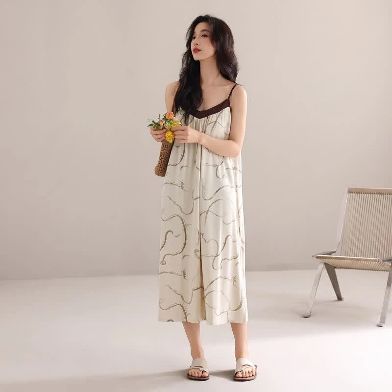 Lounge-Kleid aus Modal-Baumwolle mit Kontrastbesatz