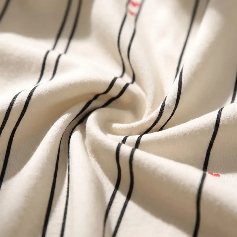 Gestreiftes Baumwoll-Midikleid mit Bindebändern