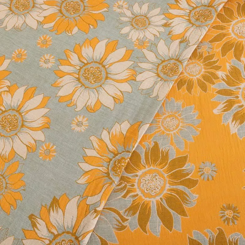 Vintage Sonnenblumen-Orange Baumwoll-Bettwäsche-Set
