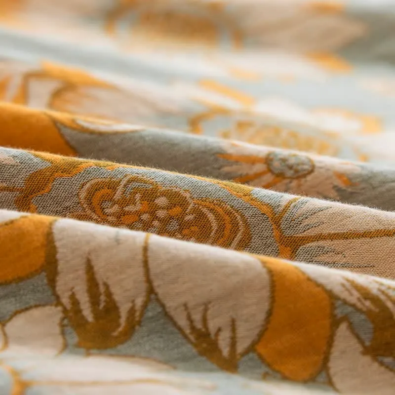 Vintage Sonnenblumen-Orange Baumwoll-Bettwäsche-Set