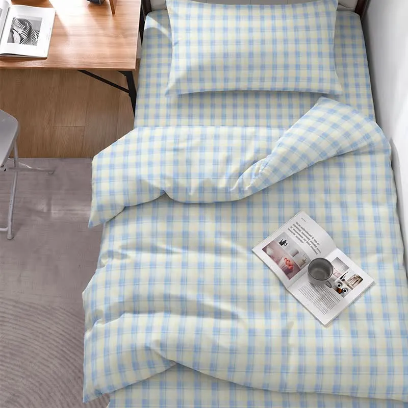 Pastellkariertes Bettwäscheset für Einzelbett XL