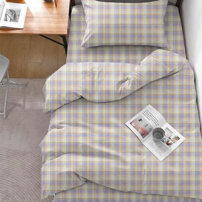 Pastellkariertes Bettwäscheset für Einzelbett XL