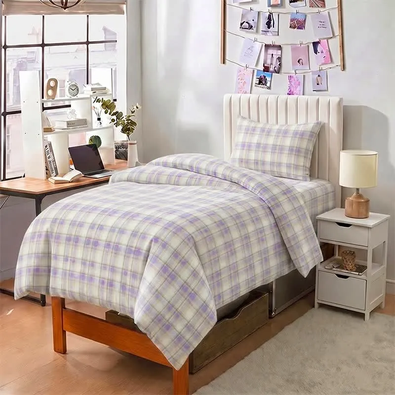 Pastellkariertes Bettwäscheset für Einzelbett XL