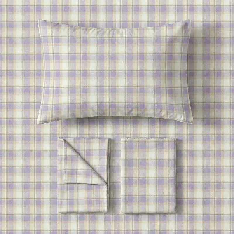 Pastellkariertes Bettwäscheset für Einzelbett XL