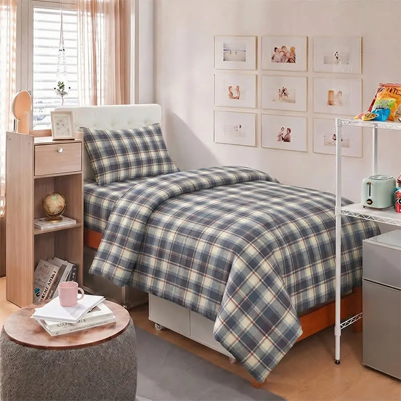 Pastellkariertes Bettwäscheset für Einzelbett XL