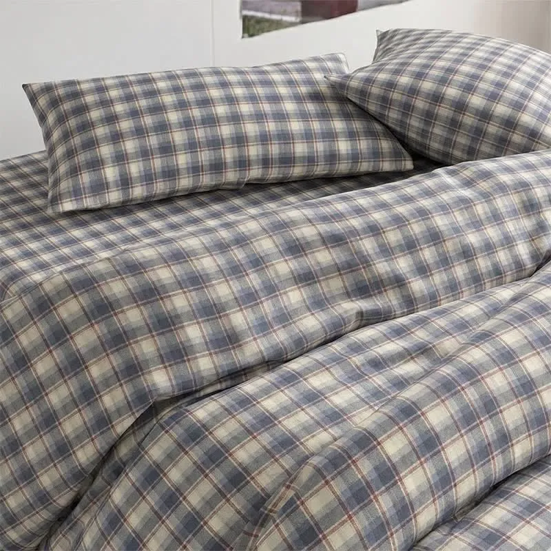 Pastellkariertes Bettwäscheset für Einzelbett XL