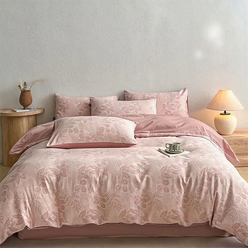 Bettwäsche-Set „Botanical Whisper“ aus gewaschener Baumwolle mit Jacquard-Muster