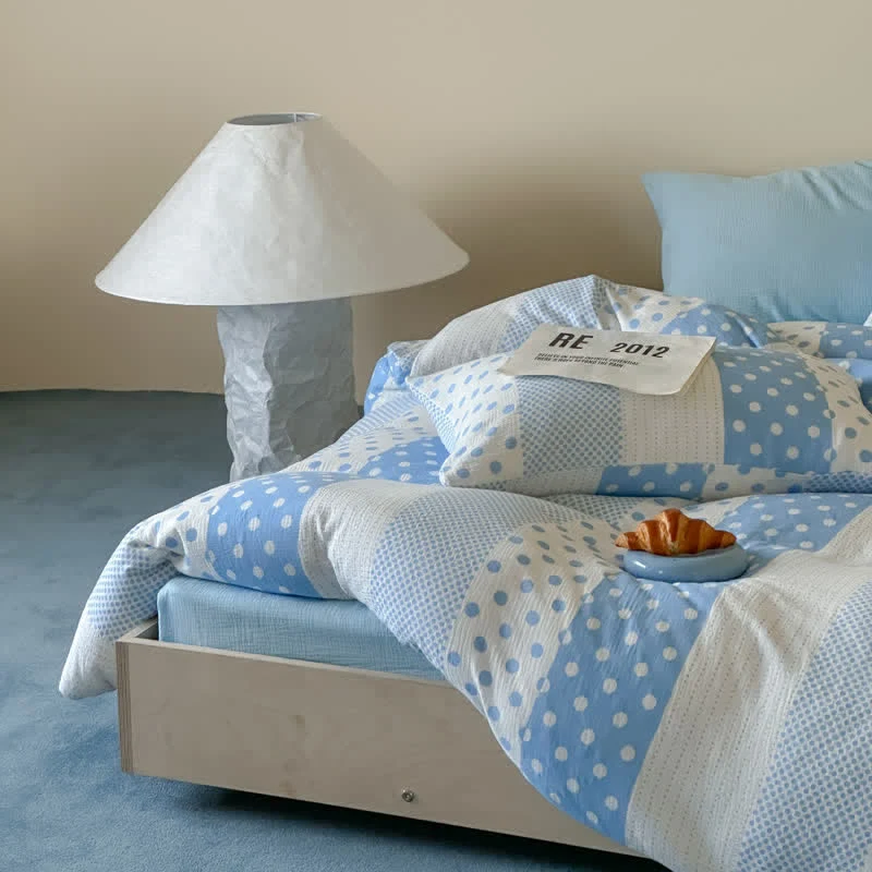 Patchwork-Bettwäsche-Set aus doppellagigem Baumwollgewebe mit Polka-Dots