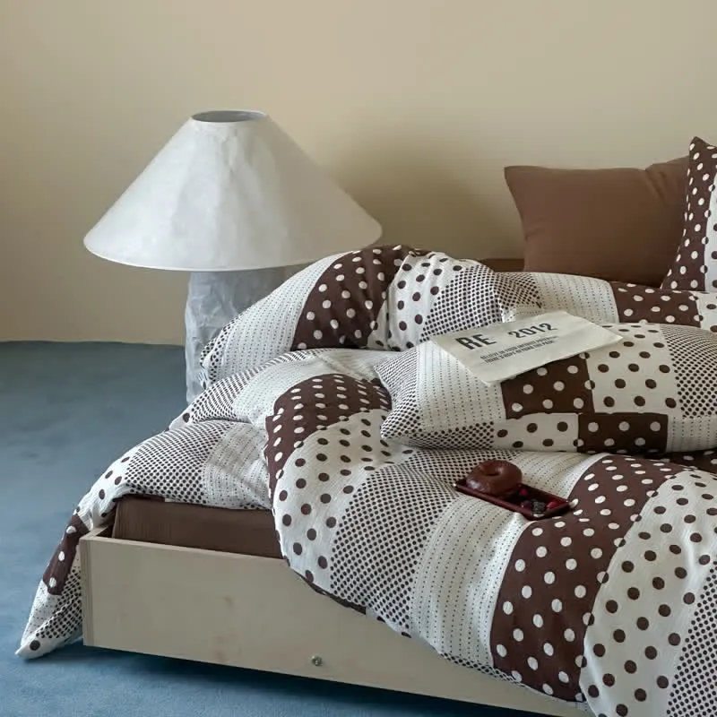 Patchwork-Bettwäsche-Set aus doppellagigem Baumwollgewebe mit Polka-Dots