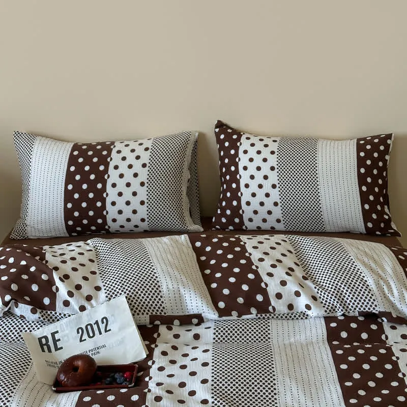 Patchwork-Bettwäsche-Set aus doppellagigem Baumwollgewebe mit Polka-Dots