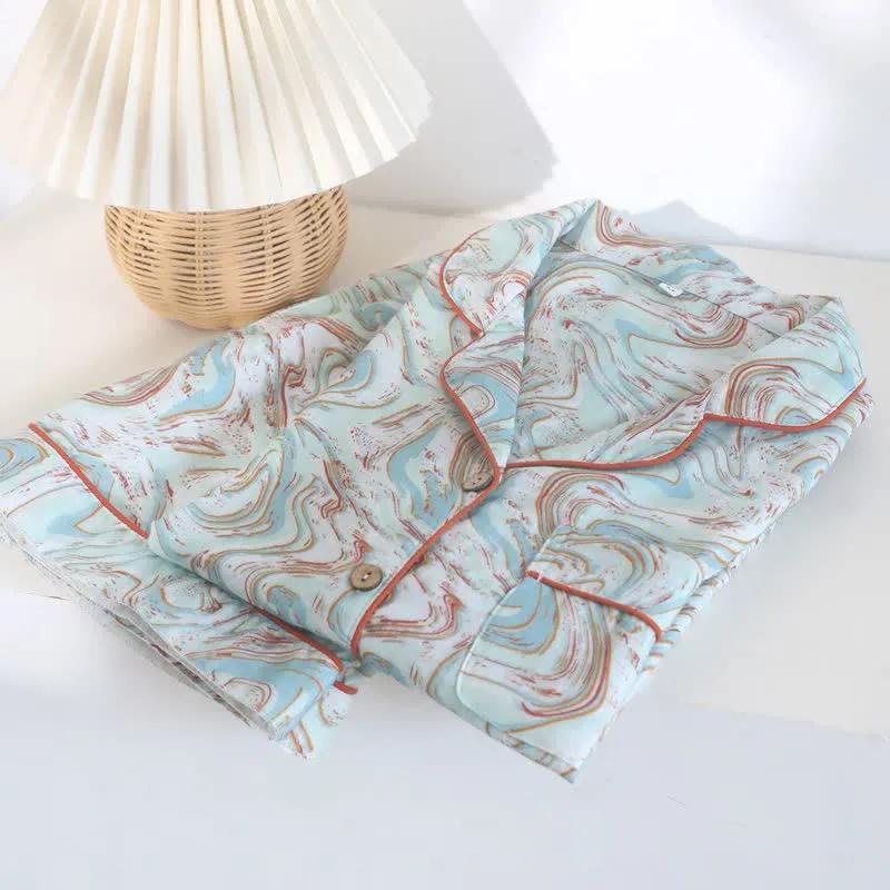 Lounge-Set aus Baumwollgaze mit abstraktem Print