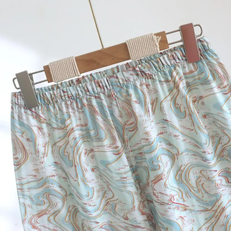 Lounge-Set aus Baumwollgaze mit abstraktem Print