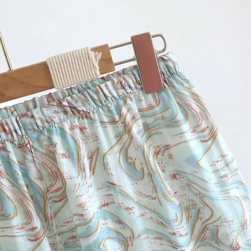 Lounge-Set aus Baumwollgaze mit abstraktem Print
