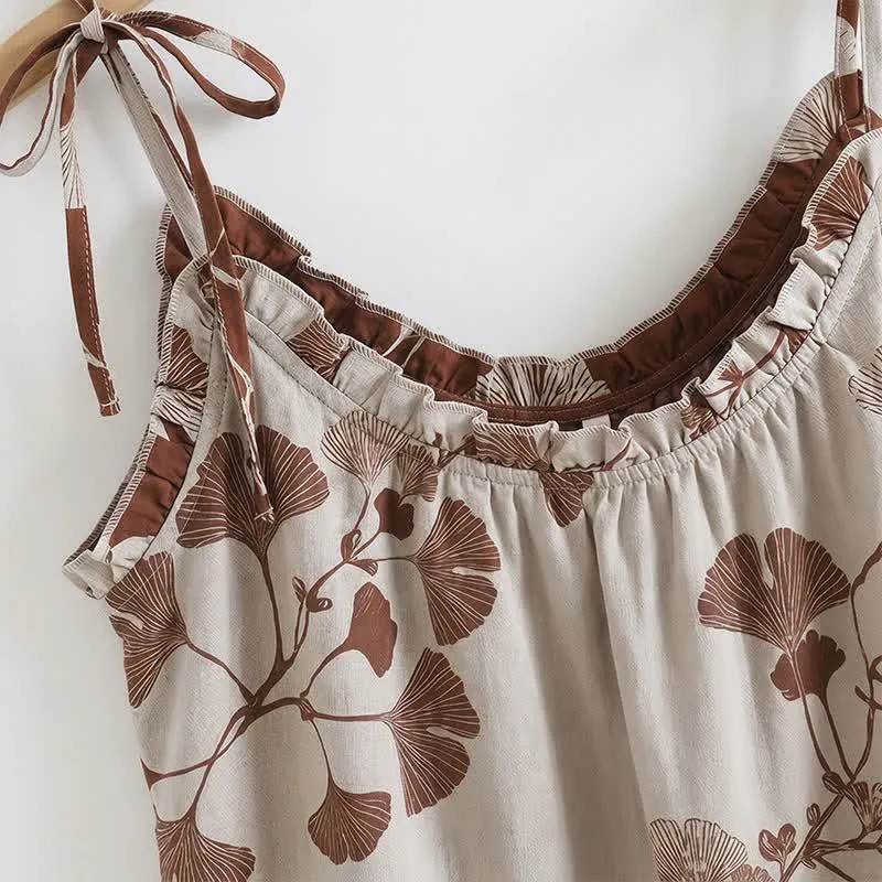 Elegantes Ginkgo-Baumwoll-Pyjama-Set