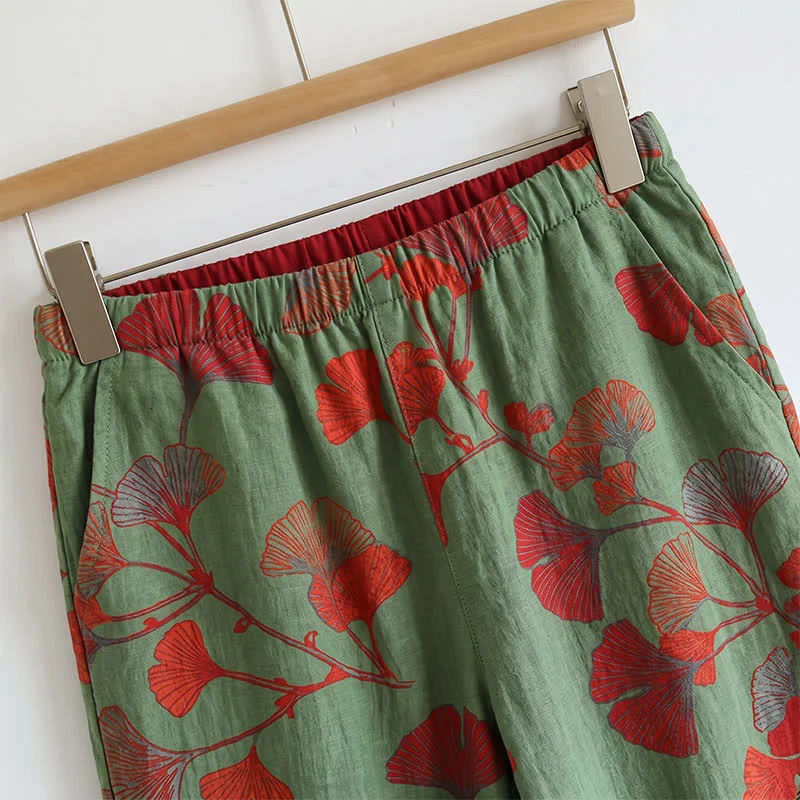 Elegantes Ginkgo-Baumwoll-Pyjama-Set