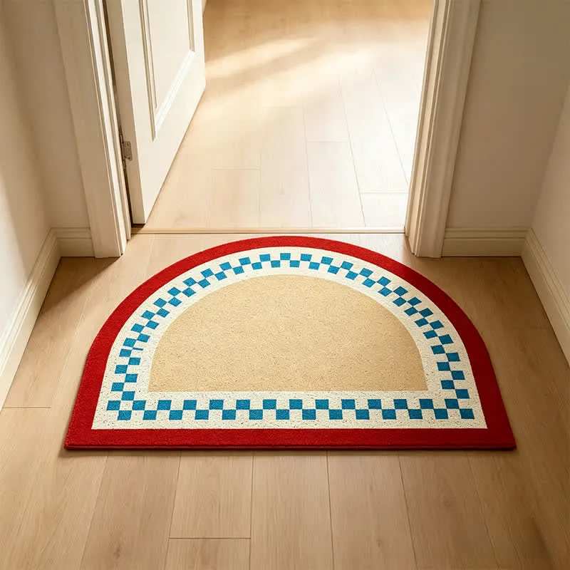 Halbmondförmiger Farbblock-Schlingenflor-Akzentteppich