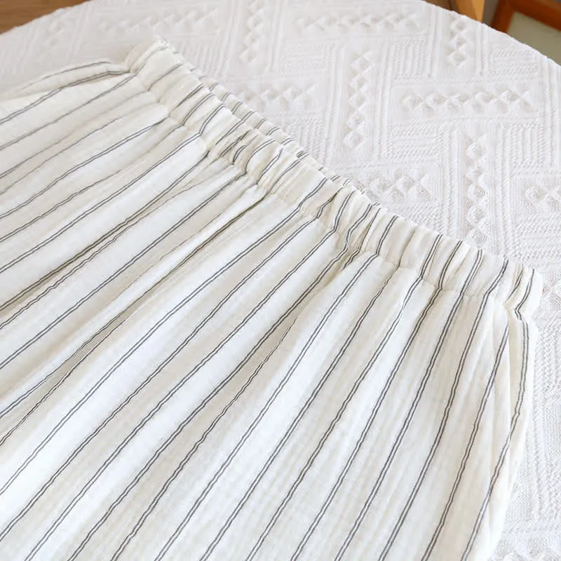 Lässiges Sommer-Loungewear-Set mit Streifen und Camp-Kragen