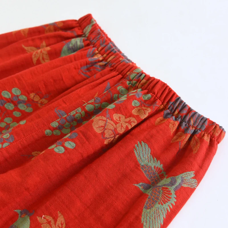 Vintage Loungewear-Set aus Baumwolle mit Vogel- und Blumenmuster