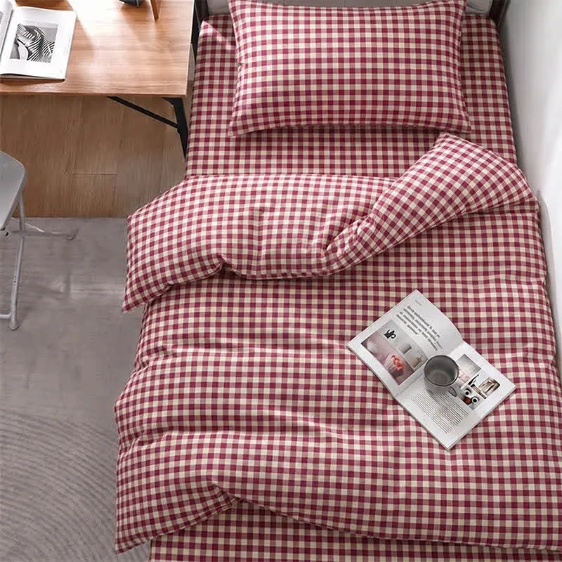 Rotes Vichy-Karo-Bettwäscheset für Einzelbett XL ( Schlafsaal)