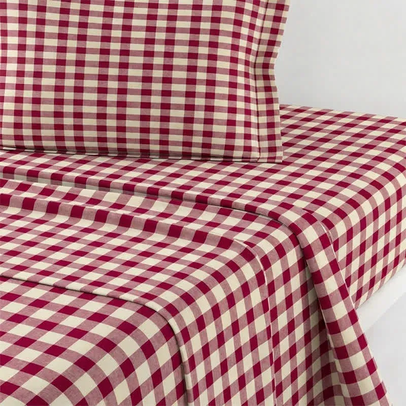 Rotes Vichy-Karo-Bettwäscheset für Einzelbett XL ( Schlafsaal)