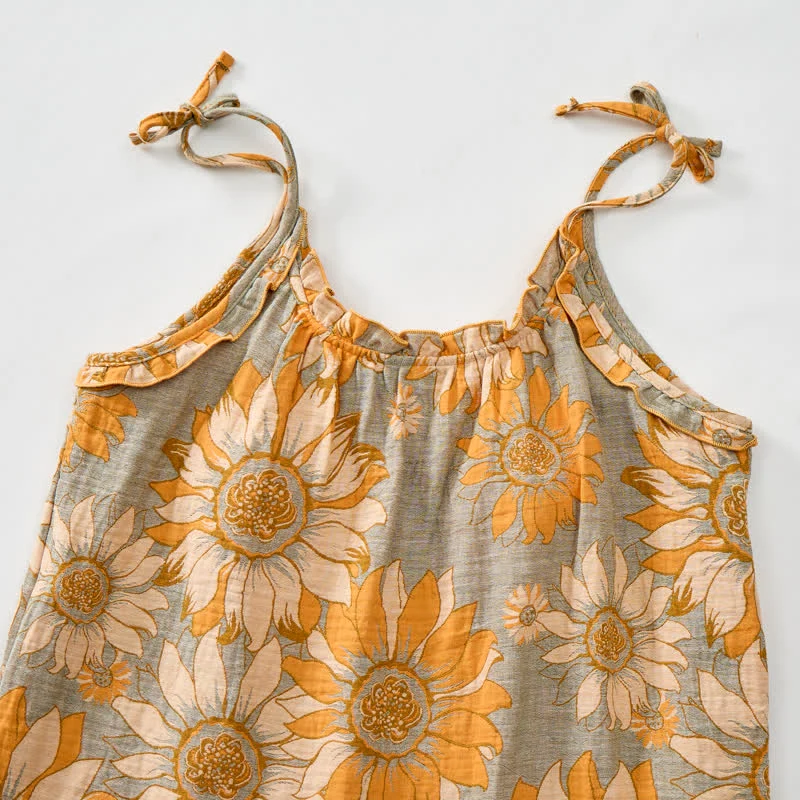 Loungewear-Set mit Sonnenblumenblüten-Trägern